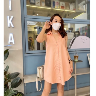 Ldyiconz - Peach Dress เดรสเชิ้ต แขนกุด