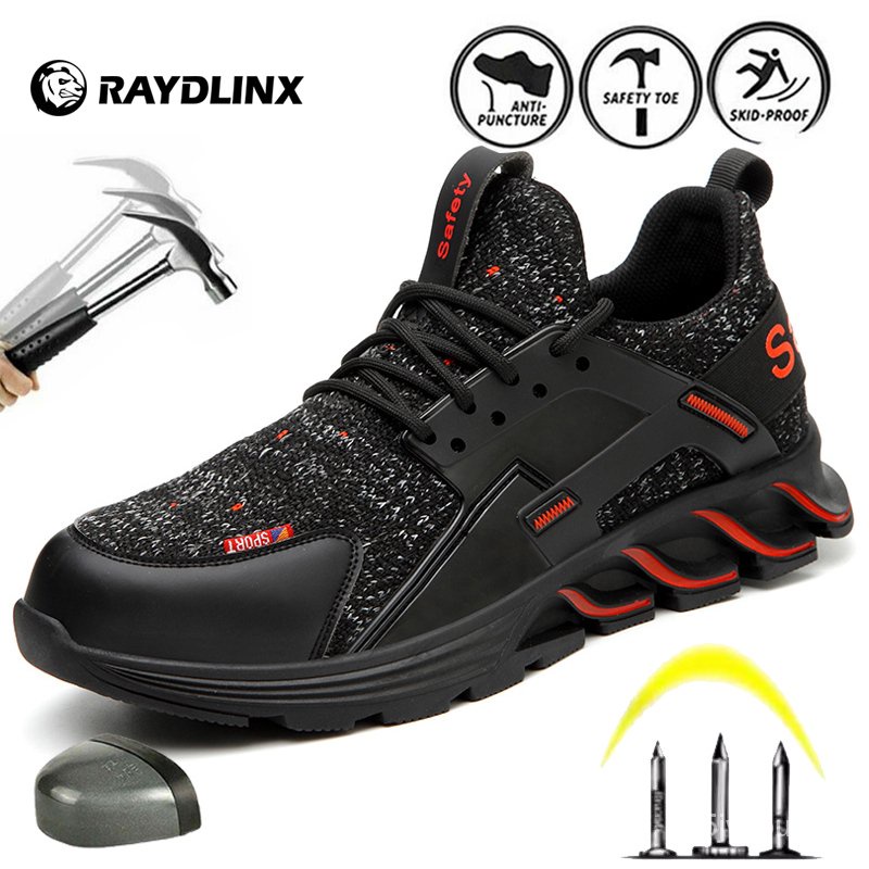 Breathable Men's Safety Shoes Boots With Steel Toe Cap Casual Men's Boots Work Indestructible Shoes Puncture-Proof Work Sneakers