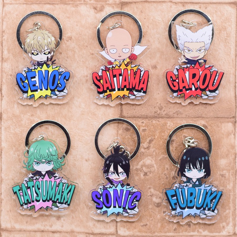 One Punch Man Key Chains Series #2 Chibi Double Sided Acrylic Keychain Pendant Anime Accessories Cartoon Key Ring