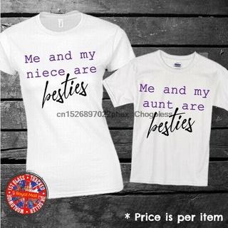 เสื้อยืดผ้าฝ้ายพิมพ์ลายคลาสสิก ชุดบอดี้สูท เสื้อยืด ลาย Besties Auntie - Niece สไตล์คลาสสิก ไม่ซ้ําใคร ของขวัญสําหรับผู้