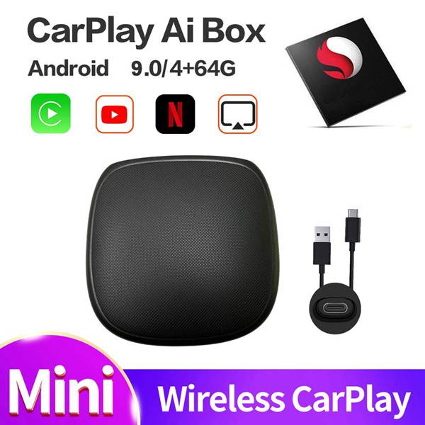 Wireless Carplay IOS Android Auto Ai Box Car Multimedia Player 4+64G