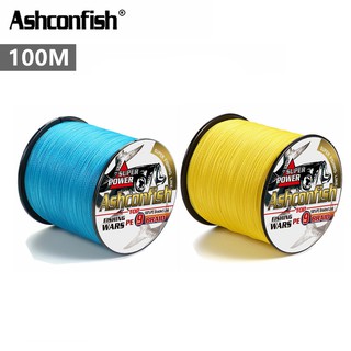 Ashconfish สายเอ็นตกปลา PE แบบถัก ยาว 100 ม. 9 เส้น X9 สีเหลือง สีฟ้า