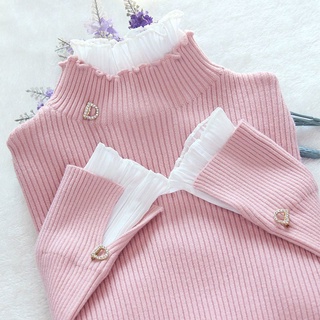 เสื้อกันหนาว คอเต่า ผ้าถัก แบบสวมหัว สองชิ้น สําหรับผู้หญิง