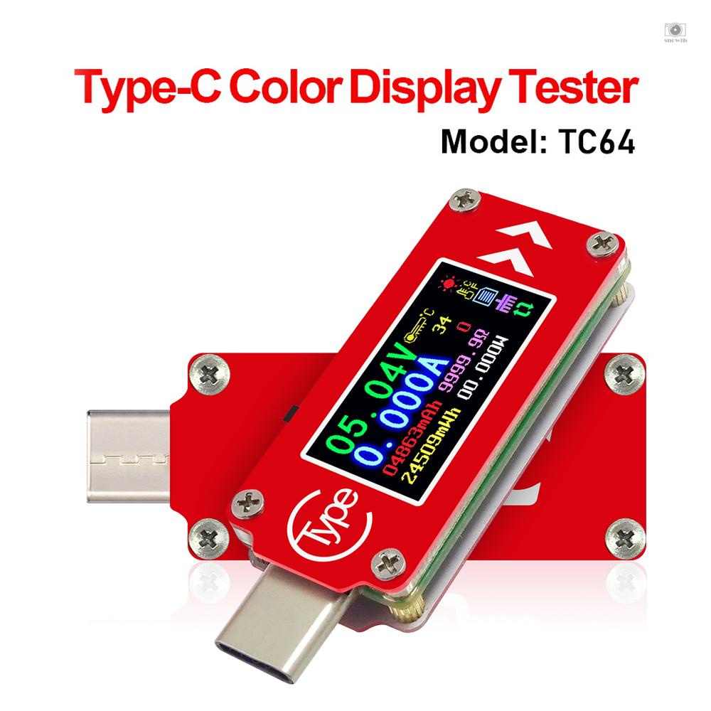 【ขายดี】TC64 โวลต์มิเตอร์ แอมมิเตอร์ แรงดันไฟฟ้า แบตเตอรี่ PD หน้าจอสี LCD USB Type-C