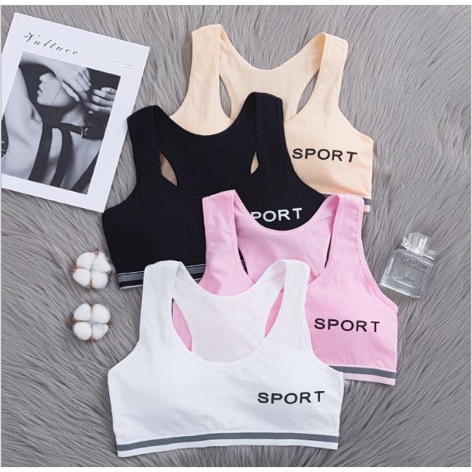 เสื้อชั้นในเด็กผู้หญิง (A003) เสื้อในเด็ก แบบสปอร์ต แบบสวม (มีฟองน้ำ) ผ้าเนื้อดี นิ่มมาก ใส่สบาย