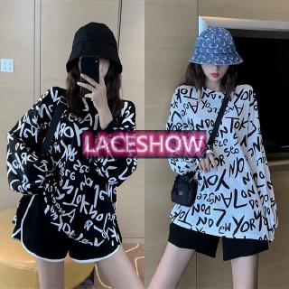 💥LACESHOW💥จัดส่งฟรี💥11.11💕  Womens long-sleeved OversizesT-shirtเสื้อยืดผู้หญิงแขนยาวฮิปฮอปเสื้อผ้าแฟชั่นใหม่เกาหลีสบาย