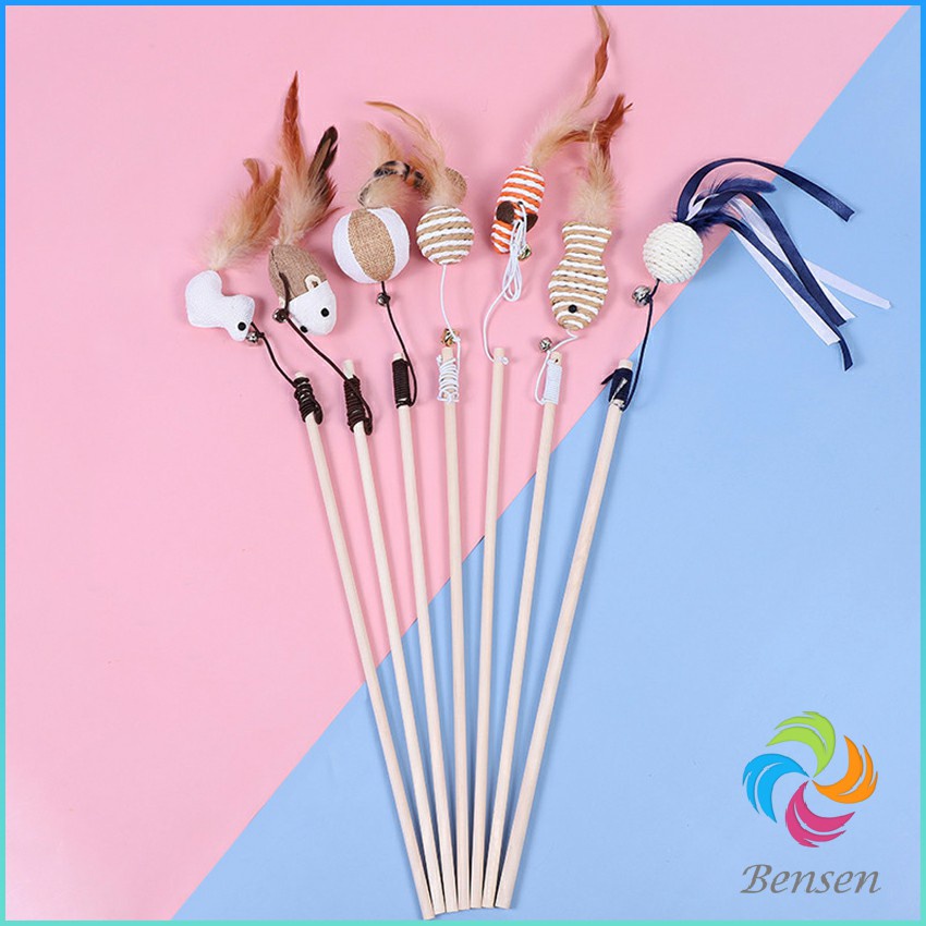 Bensen ไม้แฮนด์เมด ไม้ตกของเล่นสัตว์เลี้ยง Handmade funny cat stick