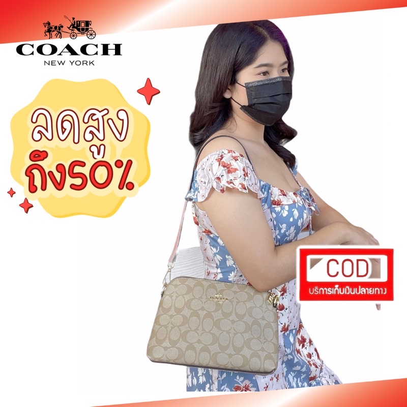 #กระเป๋าสะพายข้าง Coach 2zipทรงโดม #กระเป๋าสะพายข้าง2ซิป รหัส 6981