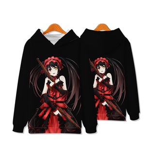 ใหม่ เสื้อกันหนาวแขนยาว มีฮู้ด พิมพ์ลายอนิเมะ DATE A LIVE Tokisaki Kurumi 3D ทรงหลวม สไตล์ญี่ปุ่น แฟชั่นสําหรับผู้ชาย และผู้หญิง