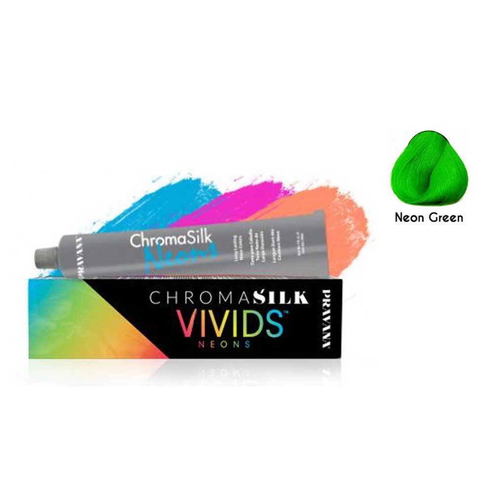 Pravana Neon Green สีเคลือบชนิดปราศจากแอมโมเนียมีเม็ดสีติดทนมีกลินหอม สีเขียวสะท้อนแสง 90ml