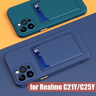 เคสโทรศัพท์มือถือ Realme C21Y C21 Y C25Y C35 C25 C25S เคสโทรศัพท์ ซิลิโคนเหลว ที่ใส่บัตร ป้องกันกล้อง กันกระแทก เคสนิ่ม