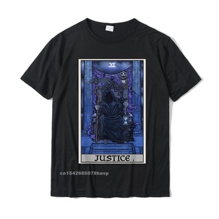 Brhq 【พร้อมส่ง】เสื้อยืดลําลอง ผ้าฝ้าย แขนสั้น พิมพ์ลาย Justice Tarot Card Grim Reaper Halloween Gothic Witch Horror สําห