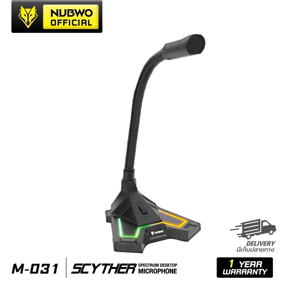 [สินค้ารับประกัน 1 ปี] Nubwo ไมโครโฟน รุ่น SCYTHER M-31 มีไฟ RGB สำหรับสตรีมมิ่ง รับเสียงรอบทิศทาง