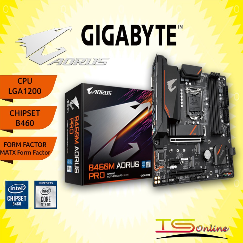 เมนบอร์ดสําหรับเล่นเกม Gigabyte B460M Aorus Pro (LGA1200)