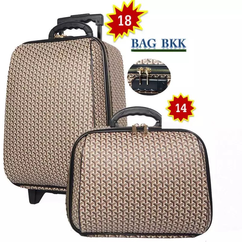 BAG BKK Luggage WHEAL กระเป๋าเดินทางล้อลาก Luxury Gold zipper ระบบรหัสล๊อค เซ็ทคู่ ขนาด 18 นิ้ว/14 นิ้ว Code F7840-18