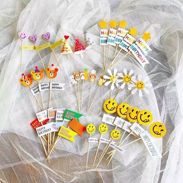 อุปกรณ์ตกแต่งเค้กการ์ตูนหมียิ้มสไตล์เกาหลี