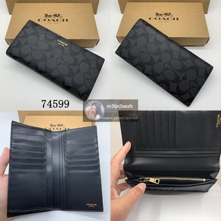 กระเป๋าสตางค์ Coach  กระเป๋าสตางค์ผู้ชาย กระเป๋าสตางค์พับ F74599 long wallet women authentic folio