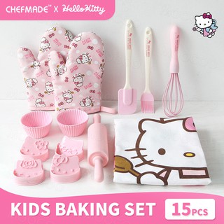 【CHEFMADE】ชุดเครื่องมือแม่พิมพ์ทําเบเกอรี่ ลาย Hello Kitty สําหรับเด็ก ผู้ปกครอง เด็ก Diy ผ้ากันเปื้อน ถุงมือ หมุดม้วน แม่พิมพ์คุกกี้