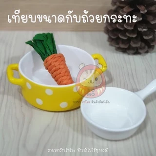 ร้านโทโมะ 💕 ชามหม้อ ลายจุด ถ้วยอาหาร เซรามิค ขนาดเล็ก สำหรับ แฮมสเตอร์ เจอร์บิล แรท กระรอก ชูการ์