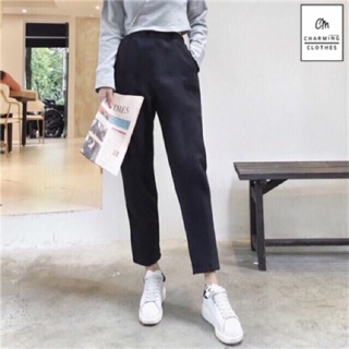 Korea Basic pants กางเกงทรงบอย+เข็มขัด