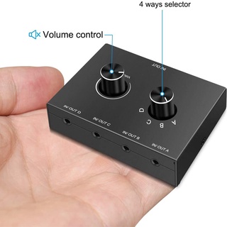 【Plug and Play】4 ช่องพอร์ต 3.5 มม. Aux Stereo Audio Switch COD