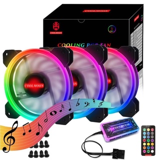 พัดลม ไฟเล่นตามดนตรี RGB Coolmoon Colorful+รีโมทคอนโทล Solar Eclipse