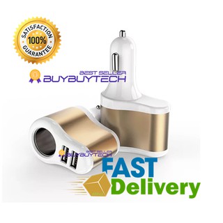 buybuytech Bangkok Life Car Charger 2in1 หัวชาร์จในรถ 3.1A 2 USB +เพิ่มช่องจุดบุหรี่ 1 UC201