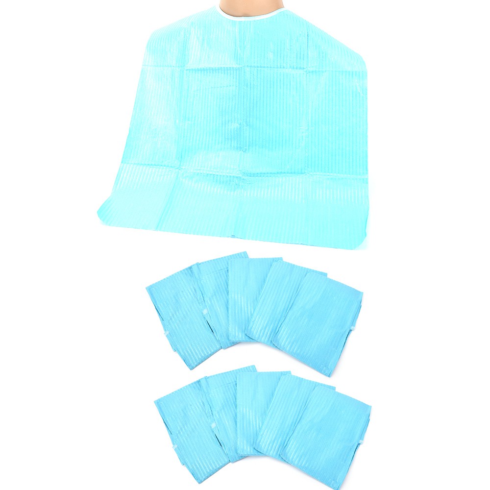 ผ้ากันเปื้อนผ้าพันคอผ้ากันเปื้อนกระดาษสีฟ้าแบบใช้แล้วทิ้ง 30 ชิ้นสําหรับแพทย์