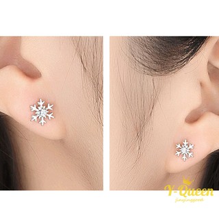 Classic Crystal Snowflake Stud Earrings for Women Silver Color Cute Small Christmas Earrings Fashion