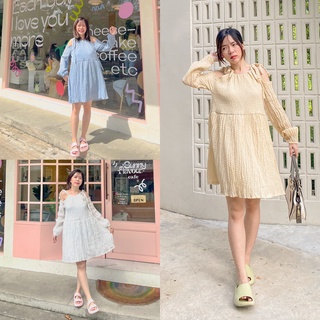 🍄 DANMUGI 🍄 Cloudy dress ⛅️ มินิเดรส เดรสมินิมอล เดรสน่ารัก ชุดเดรส เสื้อผ้าแฟชั่นผู้หญิง รีดง่าย แขนยาว ชุดเซ็ท