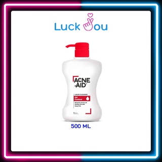 ACNE AID 500ML สีแดง สบู่เหลว สำหรับผิวมัน เป็นสิว ผิวหน้าและผิวกาย แอคแน่ เอด 500 มล.