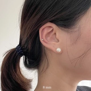 A.piece ต่างหูมุกแท้ เงินแท้ [all silver 925] Freshwater pearl stud