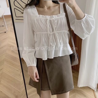 Theyourlooks ♡ พร้อมส่ง Sweet puffy top เสื้อแขนยาว 🧺🍰