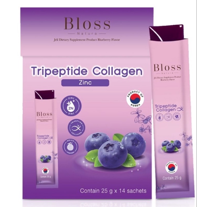 Bloss Natura เจลลี่คอลลาเจนไตรเปปไทน์ ซิงค์(1กล่องมี 14 ซอง)