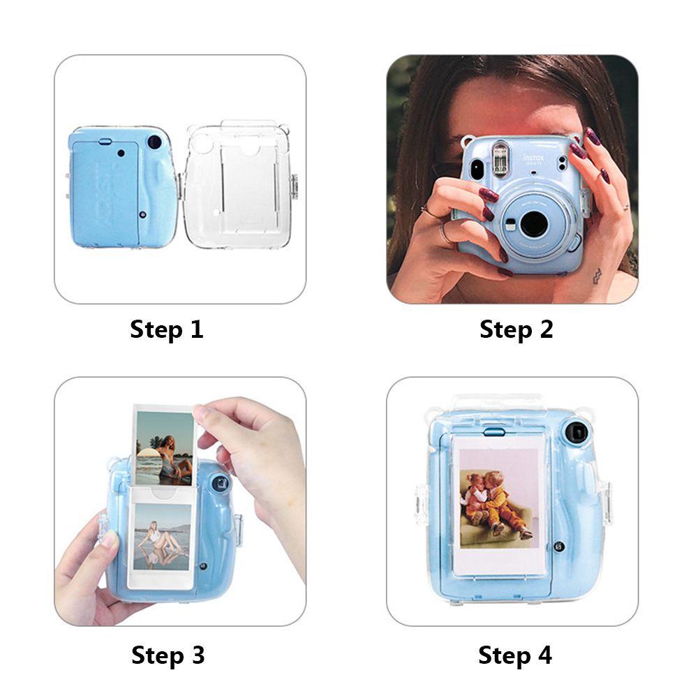 Dealshop ฝาครอบกล้องสติกเกอร์กันกระแทกสายคล้องไหล่เกราะป้องกันสําหรับ Fujifilm Instax Mini 11