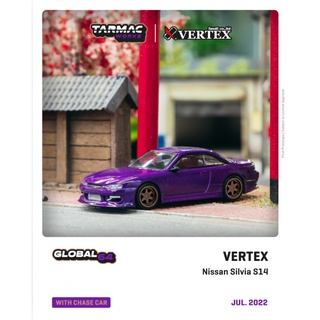 Tarmac Works T64G-018-PU 1/64 VERTEX NISSAN SILVIA S14 PURPLE METALLIC DIECAST SCALE รุ่นรถ