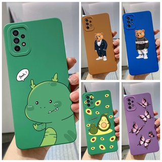 เคสโทรศัพท์มือถือ ซิลิโคนนิ่ม ขอบตรง ลายไดโนเสาร์น่ารัก สําหรับ Samsung Galaxy A52 A52S A72 4G 5G