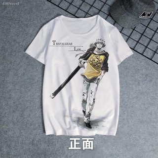 เสื้อยืดผ้าฝ้ายพรีเมี่ยมAnime T-shirtเสื้อยืดอนิเมะ✁One Piece Cartoon Anime Death Surgeon Trafalgaro Short Sleeve