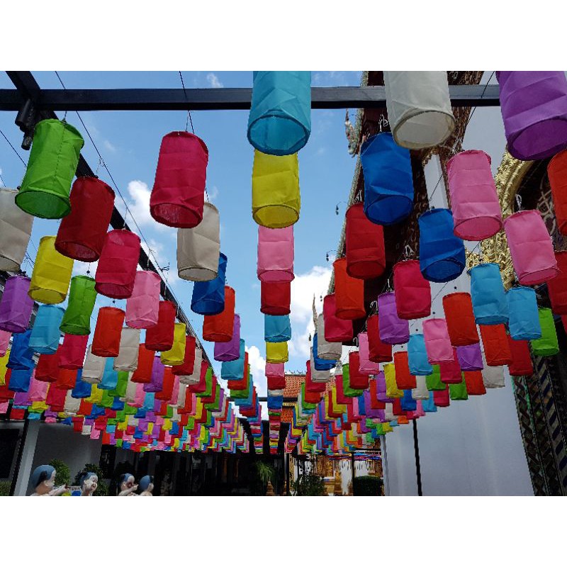 โคมกระบอก​พับได้ 10ลูก​ คละสี10สี​ โคมแขวนต้นไม้​ โคมล้านนา​ โคมพับได้ โคมกระบอก โคมแขวนล้านนา​  โคมยี่เป็ง​ โคมลอยกระทง