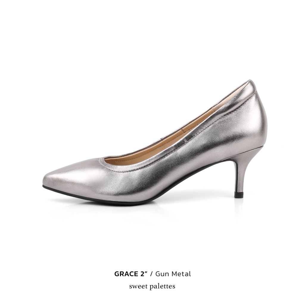 Sweet Palettes รองเท้าหนังแกะ Grace 2 inch Gun Metal