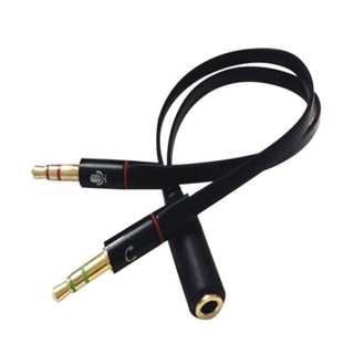 igootech Headphone Mic Audio Y Splitter Cable Female To Dual Male Adapter Converter Durable[All Black]