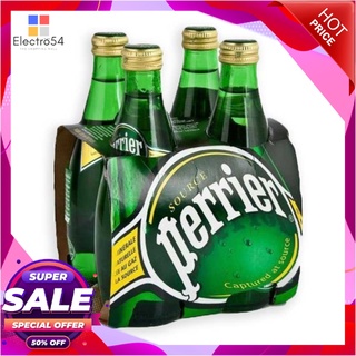 เปอริเอ้ น้ำแร่ธรรมชาติชนิดมีฟอง กลิ่นเลมอน 330 มล. แพ็ค 4 ขวดน้ำดื่มPerrier Sparkling Natural Mineral Water Lemon 330 m