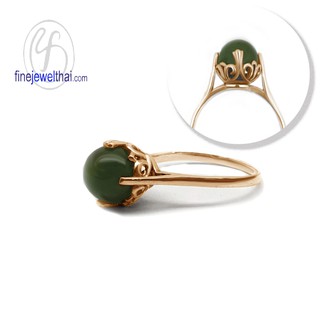 Finejewelthai แหวนหยก-แหวนเงิน-แหวนพลอย-หยกแท้-เงินแท้-พลอยประจำเดือนเกิด-Jade-Birthstone-Silver-Ring - R1363jd-pg