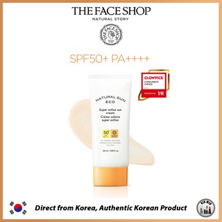 THE FACE SHOP NATURAL SUN ECO Super active sun cream SPF50+ PA++++ 50ml *ORIGINAL KOREA*