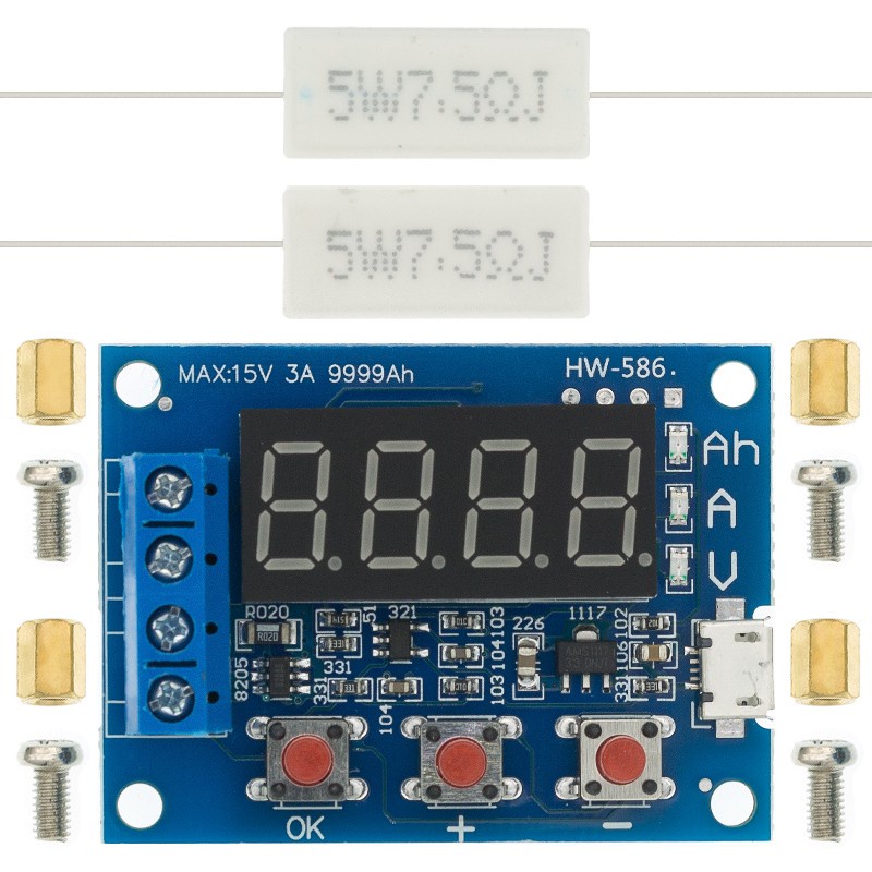 Zb2l3 เครื่องทดสอบแบตเตอรี่ลิเธียม จอแสดงผลดิจิทัล LED 18650 ทดสอบความต้านทาน ความจุกรดตะกั่ว