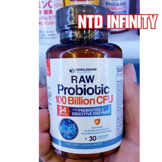 นำเข้า🇺🇸 Exp03/25 Wholesome Wellness Raw Probiotics 100 Billion CFU 30 แคปซูล โปรไบโอติกสูตรสำหรับผู้หญิงและผู้ชาย