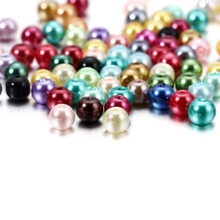 4mm 100 ชิ้น/ถุง ไข่มุกเทียม ลูกปัดแก้ว สร้อยคอ สร้อยข้อมือ เครื่องประดับ DIY ทำ
