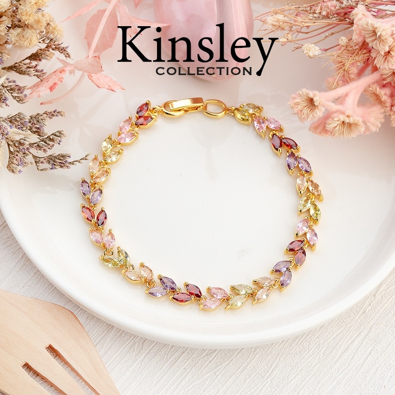 พร้อมส่ง!! สร้อยข้อมือเพชรสวิส CZ ข้อมือใบมะกอก เพชรสีรวมหวาน เพชรสวยหรูดูดี ใส่ออกงาน ใส่เที่ยว วิ้งวับ ไม่ลอก ไม่ดำ