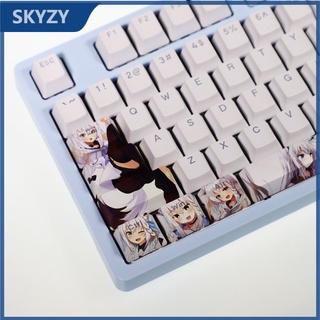 Shirakami Fubuki keycap Cherry Profile อะนิเมะ PBT dye sublimation คีย์บอร์ด light Transmission keycaps