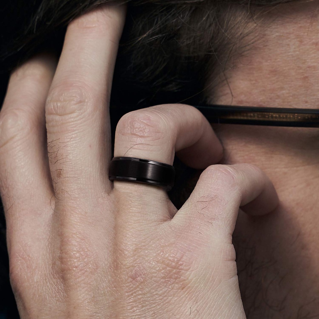 Somen แหวนทังสเตน เนื้อแมตต์ 6 มม. 8 มม. สีดํา ใส่สบาย ไซซ์ 4-15 สําหรับผู้ชาย ผู้หญิง งานแต่งงาน - รูปที่ 5